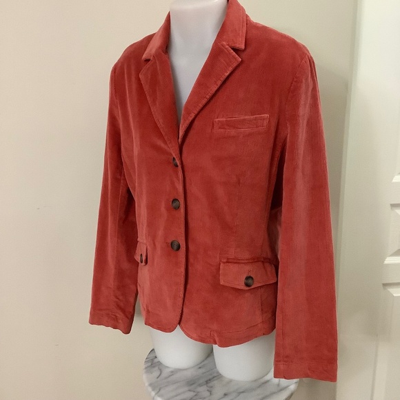 Talbots Orange corduroy Blazer Sz 14 Large fits 38 bust - Picture 1 of 16